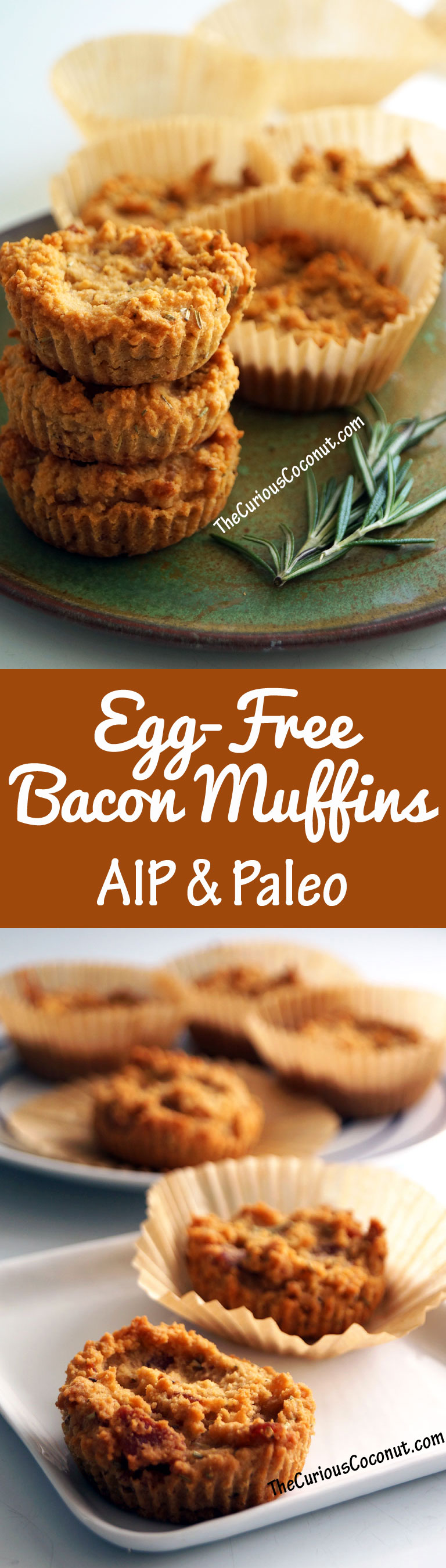 Egg-Free Bacon Herb Muffins. Protein-packed, delicious, perfect for the #AIP paleo protocol. // TheCuriousCoconut.com